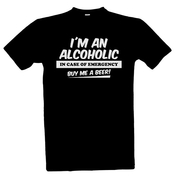 Tričko s potiskem Alkoholik - bílý text
